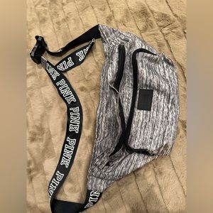 PINK Victoria Secret Heather Grey and Black Fanny Pack Buckle Clasp Adjustable